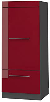 Vicco Mikrowellenschrank Fame-Line, Bordeaux Hochglanz/Anthrazit, 60 cm