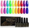 Shining She Néon Vernis Semi Permanent, 10 Couleurs Vert Rose Jaune Orange Bleu Violet Vernis à Ongles Soak Off UV/LED Semi-permanent Manucure Kit, 8ml