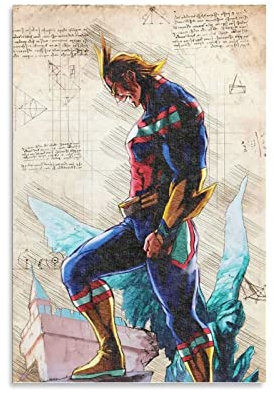 Kunstdruck Poster 30*50cm Toshinori Yagi All Might Anime Poster Canvas Wall Art Pictures for Bedroom Wall Art Gifts Decor Senza Cornice