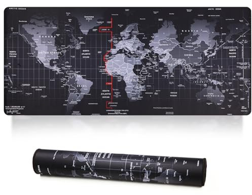 Jahosin XXL Gaming Mouse Mat, Extended Mouse Pad Stitched Edges 2MM Non-slip Rubber Base 90x40cm Desk Pad for Gaming/Office/Bussiness 90x40 MapJ