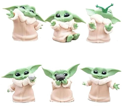 Star Wars Birthday Decorations - Yoda Car Dashboard & Cake Figurines - Action & Cake Figure Toppers - Desktop Figures