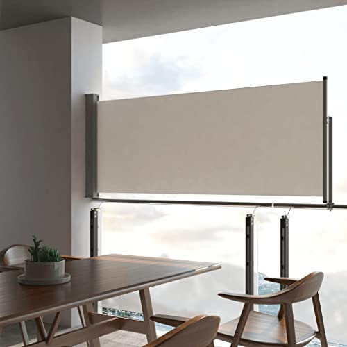JKYOU Ausziehbare Seitenmarkise für Terrasse, 100 x 300 cm, cremefarben