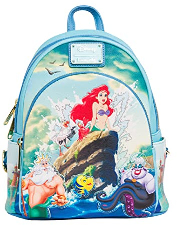 Loungefly Disney Die kleine Meerjungfrau Arielle Szene Damen Doppelriemen Schultertasche Geldbörse, Blau, Medium