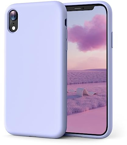 OIIAEE Coque iPhone XR, Coque en Liquide Silicone Conçue pour iPhone XR, Étui de Protection Antichoc Ultra Mince avec Doublure Douce en Microfibre Anti-Rayures, 6.1 Pouces,Clou de Girofle Violet