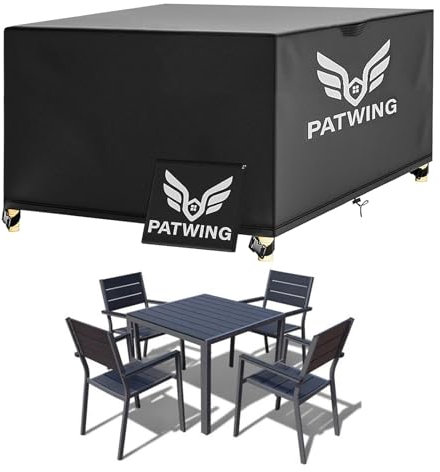 PATWING Copertura per Mobili da Giardino,Copertura Tavolo Esterno Impermeabile,Esterno Copritavolo Impermeabile Antivento Resistente allo Anti UV (Nero, 120*60*90cm)