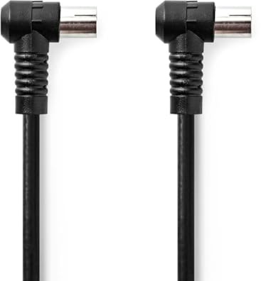 NEDIS Coax (IEC) Antenna Cable, Quadruple Shielded 120 dB with 100% Copper Core, Ferrite Filter, Male to Female Angled 90° Connectors, Suitable for Digital TV Radio and Internet - 3.0m, Black