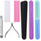 11 Pcs Nail File Set, Double Sided Nail File Block Rectangular Buffer Block Sponge Polished, Come with Cuticle Nipper and Pusher for Dead Skin Nail Trimming Manicure Tools, Nail File and Buffer Set