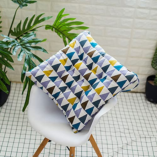 Eckig Stuhlkissen mit Bändern Sitzpolster Auflagen, Baumwolle Weich Sitz Auflage, rutschfest gemütlich Stuhlkissen perfekt geeignet für Garten, Hocker, Stühle, Bänke und Fußböden, F, 45x45cm