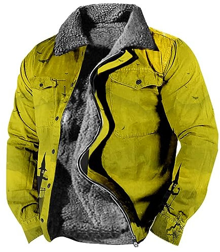 Halloween Herren-Jacken Farbblock Regenjacke Herren 4xl Kängurutasche Arbeitsjacke Herren Regenjacke Wasserdicht Stehkragen Outdoorjacke Herren Wasserdicht Atmungsaktiv Atmungsaktiv(1-Yellow,4XL)