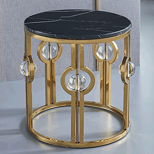 GaRcan Elegante schwarz/weiße Hochglanz-Couchtische für Wohnzimmer, Marmor-Couchtisch, K9-Kristallkugel, goldene Beine aus Edelstahl, verschleißfest, leicht zu reinigen (Farbe: A) (A)