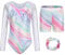 Happy Cherry Kinder Gymnastikanzug Langarm Gymnastikbody Shorts Set Glänzende Turnanzug für Mädchen Kunstturnen Bekleidung 7-8 Jahre