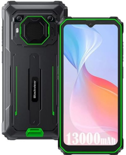 Outdoor Handy Ohne Vertrag Blackview BV6200 PRO,12GB+128GB(1TB Erweiterung), 13000mAh Akku, 6,56'' HD+, ArcSoft® 13MP+8MP, Android 13 DUAL SIM IP68 MIL-STD-810H Wasserdichtes Smartphone, Grün