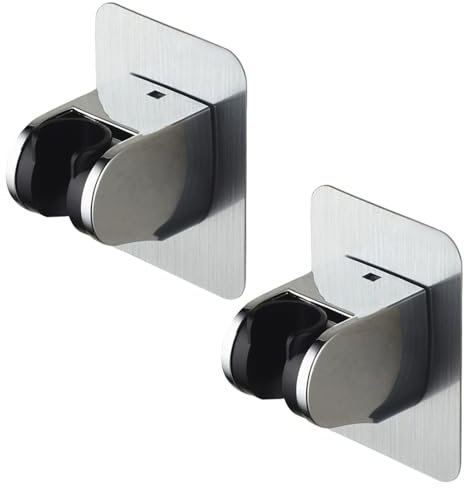 2 Pcs Shower Head Holder Bracket Adhesive Adjustable Shower Bracket No Drilling Handheld Replacement Shower Bracket for Home Bathroom Bidet Sprayer