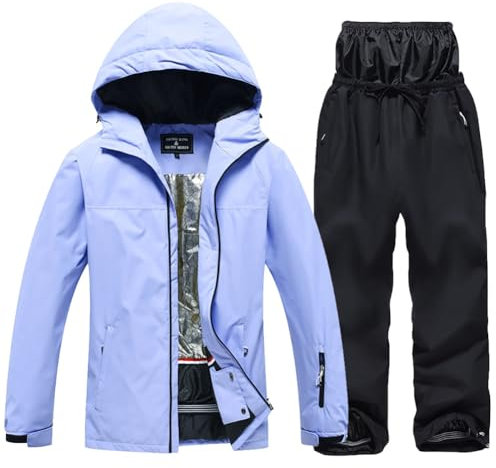 LEIDIMUS Skianzug Für Frauen, Skijacke Und Hose Set Winddicht Und Wasserdicht, Snowboardbekleidung, Warme Winter-Outdoor-Kostüme,Purple3,S