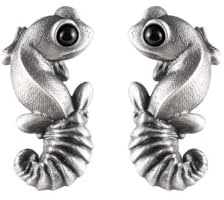COPPERTIST.WU Knaufschwanzgecko Ohrringe Silber 925 Ohrstecker Hypoallergene, Eidechsengecko Ohrringe für Damen, Mädchen, Herren, Reptilienliebhaber (Oxidiertes Silber)