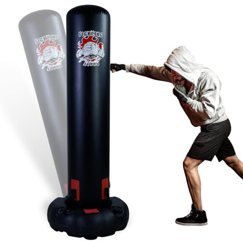 ZERRO Sac de Frappe sur Pied 166cm,Diamètre de 30 cm Sac de Sport Boxe Autoportant pour Enfants et Adultes avec Pompe à Air pour Boxe,Karaté,Kickboxing et Entraînement MMA