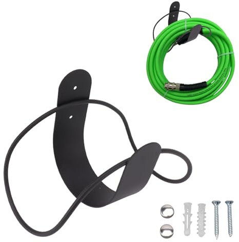 Tissting Soporte Manguera Jardin, Acero Inoxidable Soporte de Almacenamiento para Manguera de Jardín Pared Negro, Capacidad para Manguera de 30m Capacidad de Carga 5 KG 21,5 x 13,5 x 4.5 cm