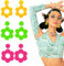 Goiern 3 Paare Neon Ohrringe Damen - Acryl Vintage Blumen Gänseblümchen Earrings Mit Niedlichen Hohlen Anhängern für Frauen Mädchen - 60er 70er 80er Party Zubehör