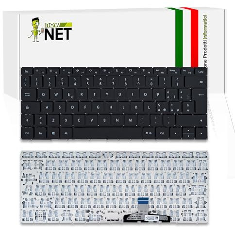 new net - Tastiera Compatibile con Huawei MateBook 13 WRT-W09, WRT-W19, WRT-W29, HN-W19, HN-W19R, HN-W29R [Senza Frame - Colore Tasti Nero - Retroilluminata - Layout ITA]