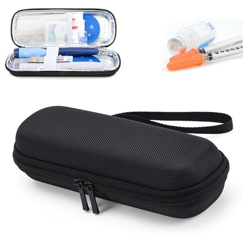 Vueinrg Insulin Pen Tasche Insulin Kühltasche Diabetiker Tasche Tragbar Oxford Insulin Tasche für Diabetiker zubehör Reise Diabetikerutensilien Medikamente (NUR Tasche, Schwarz)
