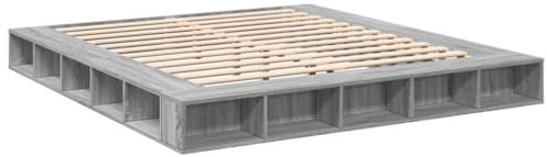 vidaXL Bettgestell, Bett mit Stauraum für Schlafzimmer, Bettrahmen mit Lattenrost, Schlafzimmerbett Doppelbett, Grau Sonoma 200x200cm Holzwerkstoff