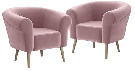 MEBLINI Sofa Sessel für Wohnzimmer 2er Set - Mini Lounge für Zwei Personen - Sitzgarnitur - Polstergarnitur - Emilia - 1+1 - Rosa Samt