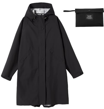 Ynport Crefreak Vestes De Pluie Pour Femmes Imperméable Léger Imperméable Manteaux De Pluie À Capuche Longs Coupe-Vent En Plein Air Trench-Coat De Voyage Vêtements De Pluie Compressibles, Noir, L