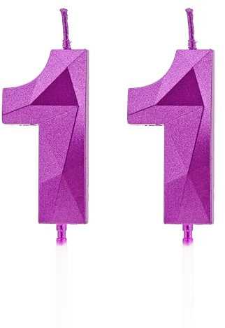 11 Geburtstag Kerzen, Lila Zahlenkerzen Geburtstag Deko, Happy Birthday Cake Toppers für Geburtstagsfeier Hochzeiten Firmenjubiläen (Lila, 11)
