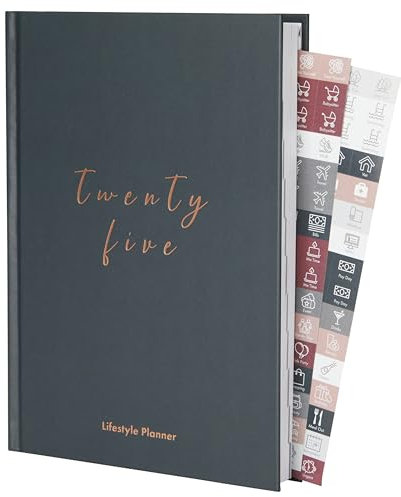 Perfect Planner Company Agenda 2025 con copertina rigida, formato A5, per lo sviluppo personale, la definizione degli obiettivi, abitudini e routine, carta FSC da 100 g/m², colore mezzanotte