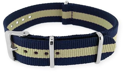 Natos.com - Regimental Blau Beige NATO Uhrenarmband G10 Military Nylon Strap - 20 mm