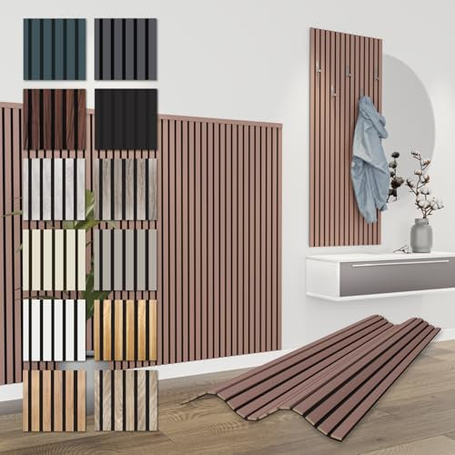 HEXIM Akustikpaneele 138,5x60cm - flexible Lamellenwand Holz MDF Wandpaneele Lamellenverkleidung Wandverkleidung Innendekoration schalldämmend (6 Paneele / 4,98 m² Mauve - APH03)