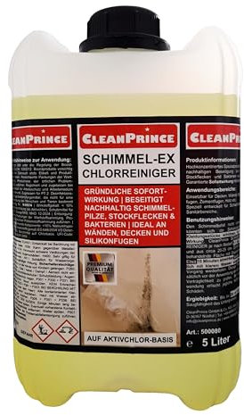 5 Liter Kanister CleanPrince Schimmel-Ex Chlorreiniger chlorhaltig | Konzentrat Schimmel Pilze Stockflecken aufhellend und beseitigend