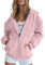 Trendy Queen Sweat à capuche surdimensionné à fermeture éclair pour femme - Tenue d'automne - Vestes décontractées - Vêtements d'hiver, rose pâle, Large