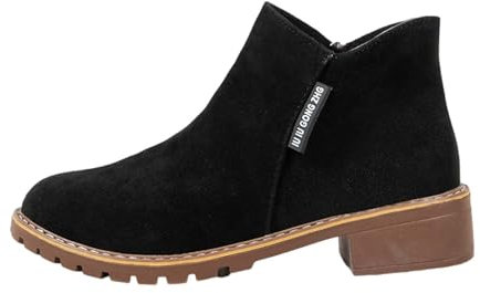 Generico Boots Donna Invernali Stivali Brillantini Donna Stivali con cerniera laterale minimalista per stivaletti da donna stivaletti corti scarpe singole per Stivaletti Donna Pelliccia (Black, 37)