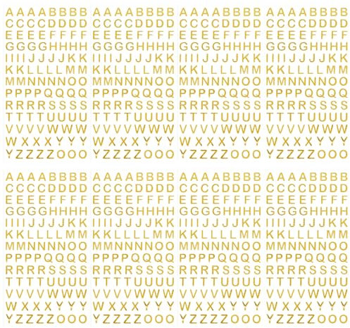 Buchstaben Aufkleber 8 Blatt, Gold Mini Selbstklebende Alphabet Aufkleber, Klebebuchstaben Gold, Kleine Glitzer Buchstaben Sticker für Scrapbooks, Abschlusskappen, Basteln