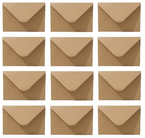 TMTGTS Kraftpapier Umschläge 50 Stück 130 * 190mm Briefumschläge Vintage Briefhülle mit Spitzklappe Umschlag mit Spitzklappe Briefkuvert Nassklebung für Briefe Grußkarten Einladungskarten (Braun3#)