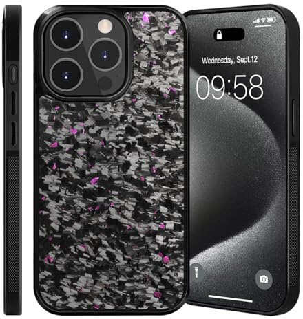 Bpoeee Forged Carbon Fiber Phone Case, Carbon Fiber Case, Carbon Fiber Phone Case for iPhone 16 15 14 13 12 Pro Max (Purple,15)