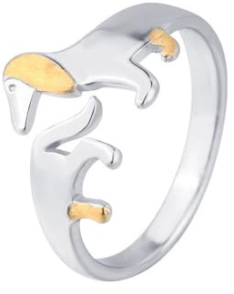 Niaspi Statement-Ring mit süßem Dackel, offener Wickelring für Damen und Herren, modisch, lustig, für Welpen, Hunde, stapelbar, bequeme Passform, Fingerring, verstellbar, schönes Tier, Geburtstag,
