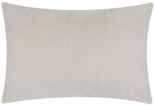 Yard Darland Velvet Cushion Polyester Filled Cushion (Doe, 40 x 60 cm) | Soft Velvet Oblong Cushion Contrast Linen-Look Reverse Hidden Zip Polyester Filled