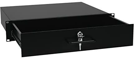 Rack Drawer 2U 19 Inch with Lock - Fits Standard 19 Rack Flightcase Network Cabinet Server AV Enclosure Sliding Compartment