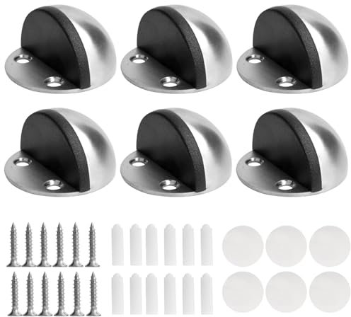 6 Pcs Bloque Portes, Arrêts de Portess Sol, Bloc Porte Interieur, Butée de Porte Adhésive, Butées de Portes Adhesive en Acier Inoxydable sans Perçage pour Protège Murs Meubles, à Coller ou à Visser