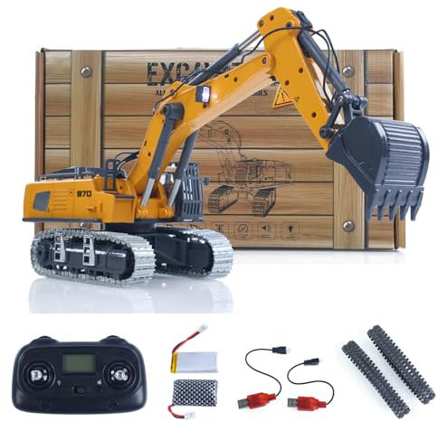 TOUCAN RC HOBBY Pelleteuse RC K970 1:50 - Télécommande - Pelle électrique en métal - Chaînes - Son - Batterie RTR