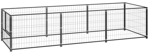 Hundezwinger Schwarz, 3 m² Robuster Stahl Hundekäfig für Draußen, Großer Auslauf für Hunde, Sicherer Welpenlaufstall