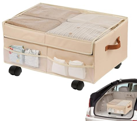 Aufbewahrungsbox mit Rädern, Organizer für Kofferraum, faltbar, mit Rollen, für Haus, Büro, Reisen, Universität, Garage