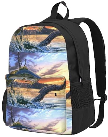 BYwenhopnbs Fish Go FishingSchulrucksack, Reisetasche für Männer und Frauen, College-Rucksack mit 15-Zoll-Laptopfach