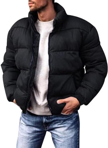 Generico Piumino Uomo Tinte Unite, Giacca Softshell Uomo Senza Cappuccio Cerniera Collo Alto, Piumini Termica - Giubbotti Fitness Running