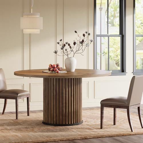 Tribesigns Esstisch Rund, 120cm Esstisch Schwarz für 4 Personen, Esszimmertisch Mit Stabilem Metallgestell, Moderne Esszimmermöbel (Braun)