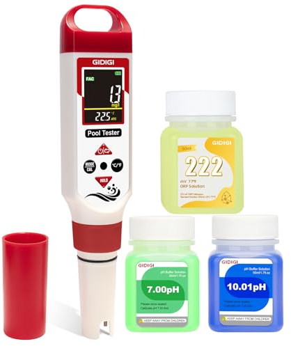 7-in-1 Poolwasser Tester für freies Chlor (FAC), pH Wert, Redoxpotenzial (ORP), Salzgehalt, EC, Gesamtfeststoffgehalt (TDS) Digitaler Chlortester für Salzwasserpools, Whirlpools, Hydrokulturen