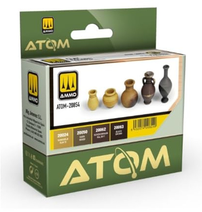 AMMO ATOM Lot de 4 peintures acryliques de 20 ml pour pinceau et aérographe