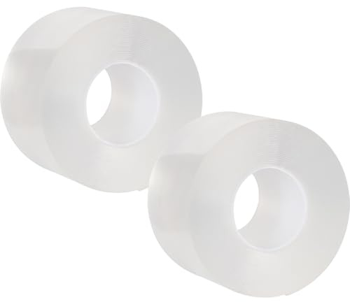 ideoon 2er-Set Doppelseitiges Nano-Klebeband Transparent (5m x 50mm): Starke 110g/cm² Haltekraft, Wiederverwendbar, spurlos ablösbar